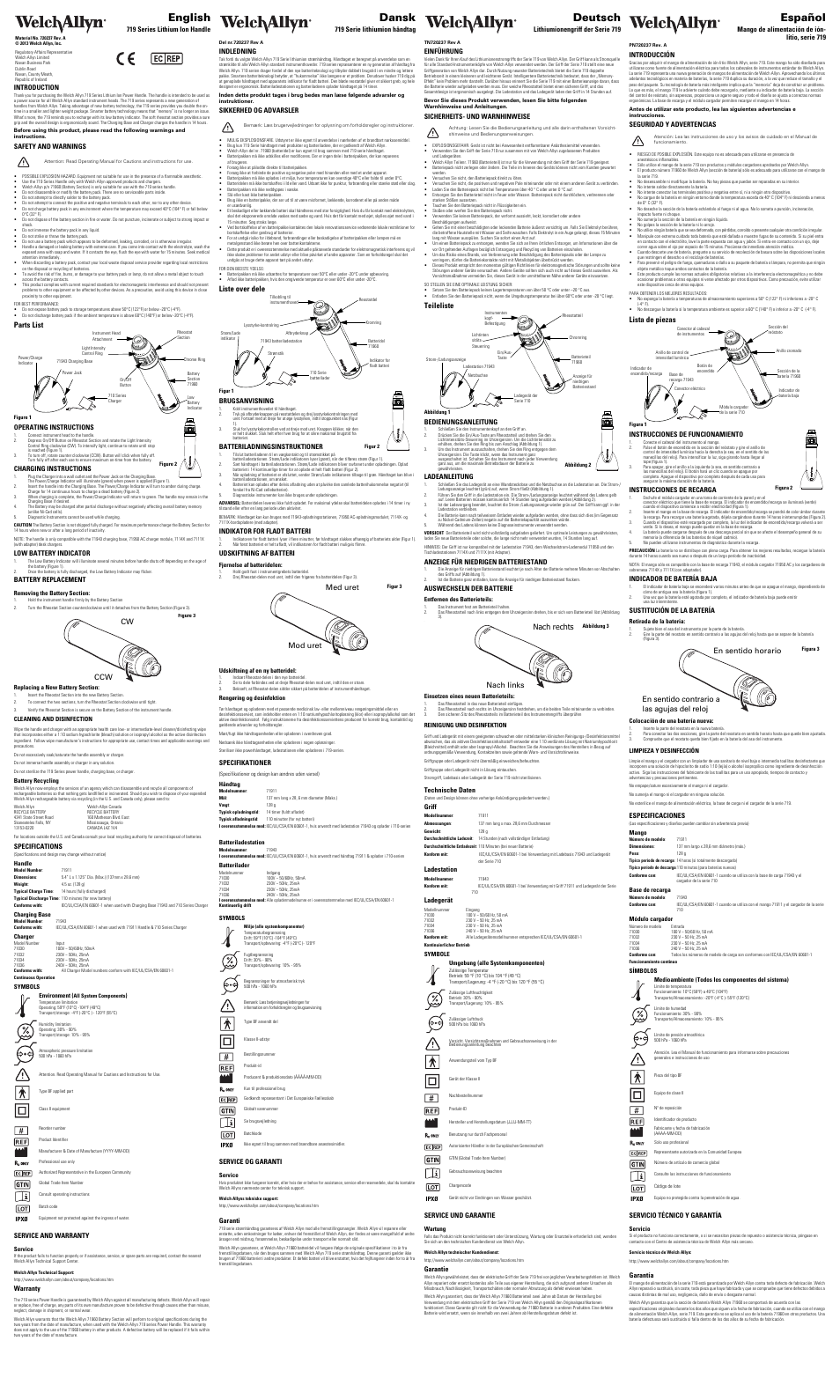 Welch Allyn 719 Series Lithium Ion Handle - User Manual User Manual | 4 pages