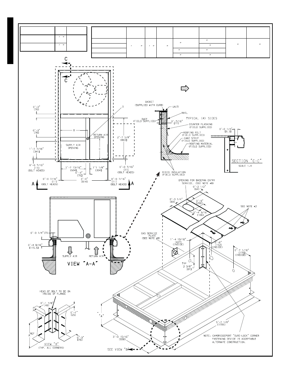 Accessory dimensions, Roof curb | Bryant 581C User Manual | Page 34 / 298