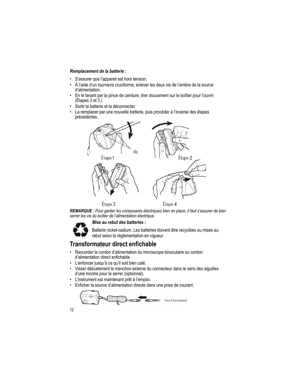 Transformateur direct enfichable | Welch Allyn Lumiview Portable Binocular Microscope Power Source - User Manual User Manual | Page 16 / 26