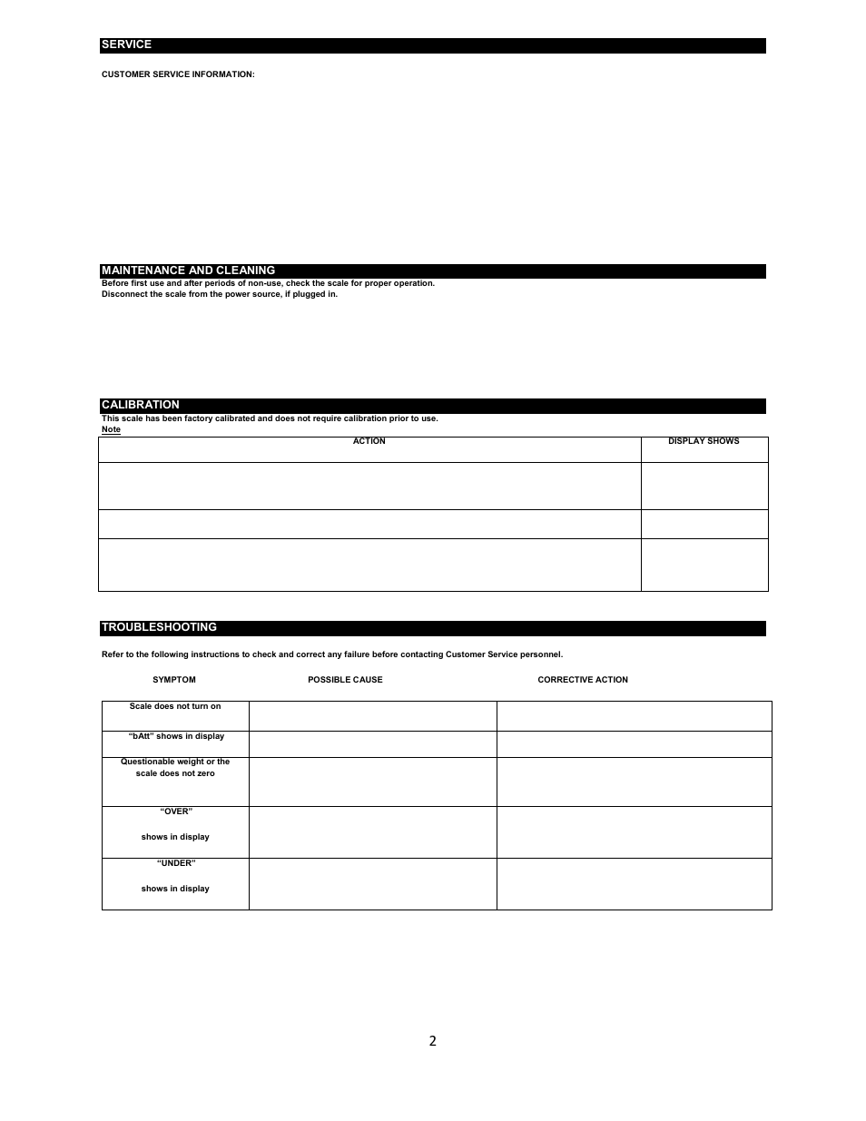 Customer service information | Welch Allyn 349KLXWA PHYSICIANS REMOTE READ DIGITAL SCALE - User Manual User Manual | Page 3 / 13