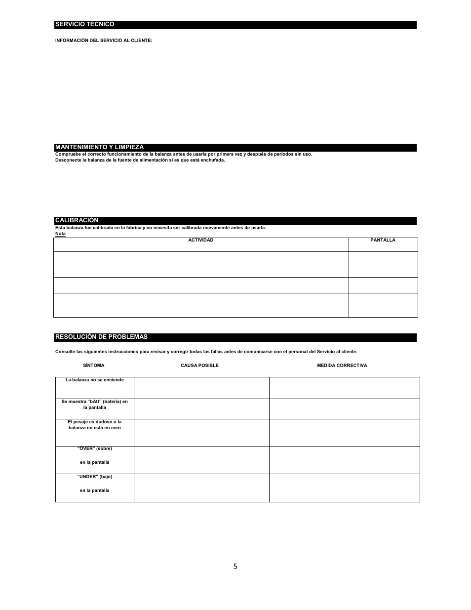 Información del servicio al cliente | Welch Allyn 349KLXWA PHYSICIANS REMOTE READ DIGITAL SCALE - User Manual User Manual | Page 6 / 13