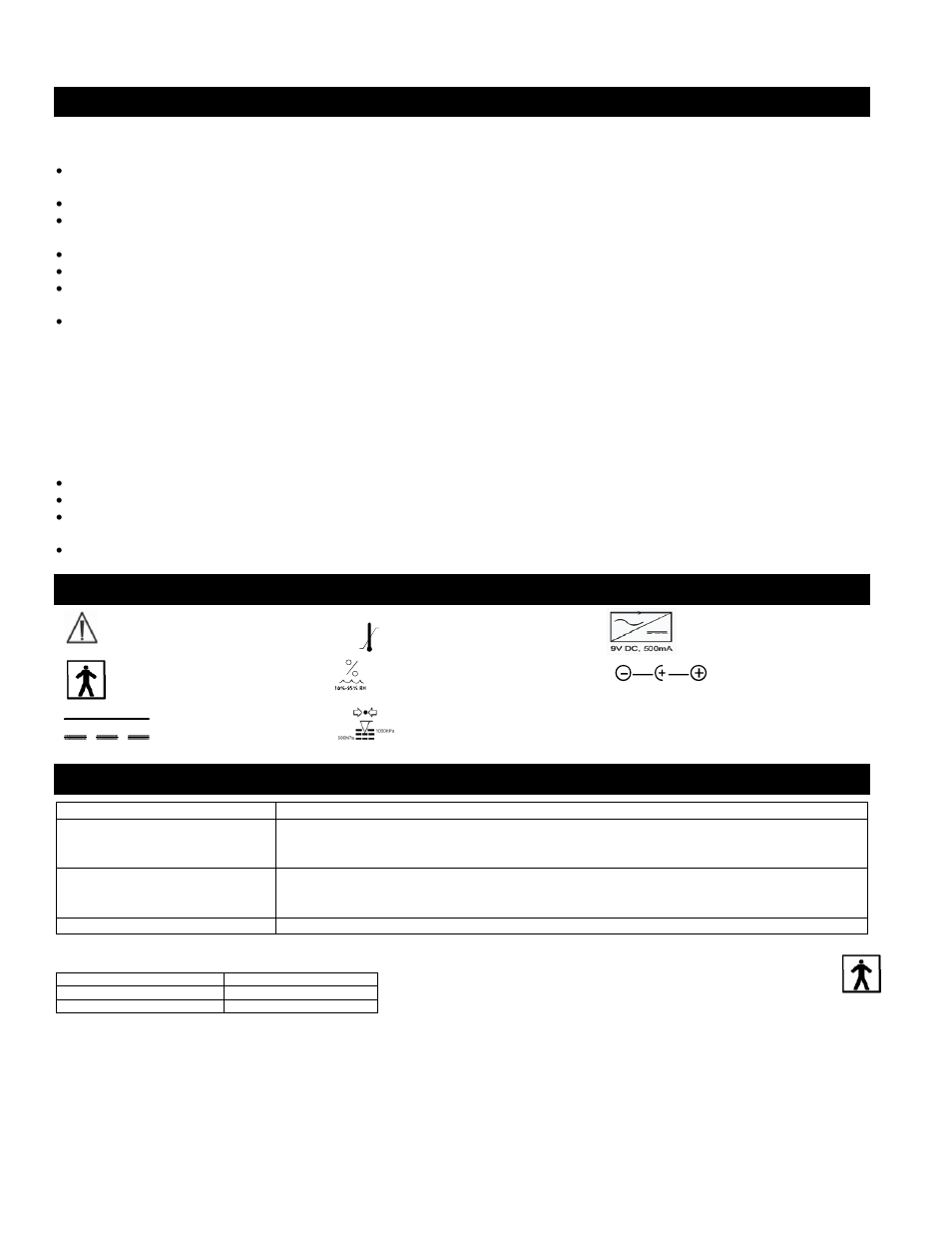 Mises en garde et avertissements, Définition des symboles, Spécifications de la balance 500klwa | Spécifications d'entreposage | Welch Allyn 500KLWA PROFESSIONAL DIGITAL BEAM SCALE - User Manual User Manual | Page 13 / 17