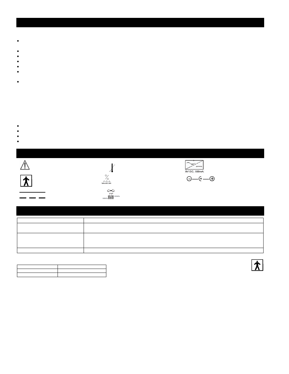 Cautions and warnings, Definition of symbols, 500klwa scale specifications | Storage specifications, 500klwa scale connectivity information | Welch Allyn 500KLWA PROFESSIONAL DIGITAL BEAM SCALE - User Manual User Manual | Page 3 / 17