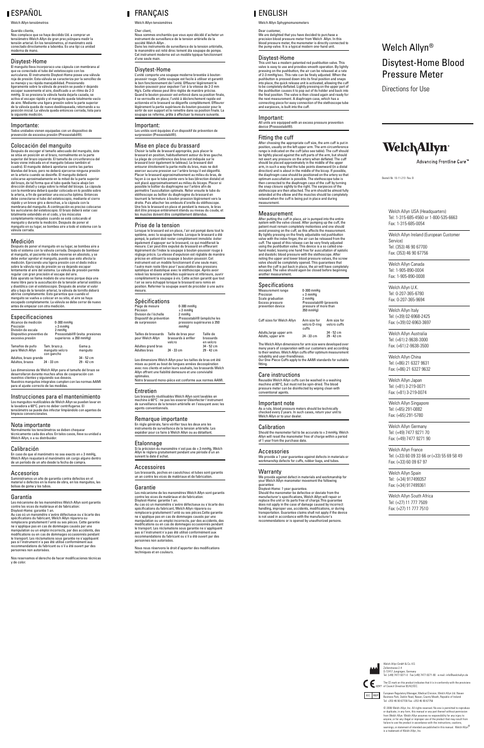 Welch Allyn Disytest-Home Blood Pressure Meter - User Manual User Manual | 2 pages