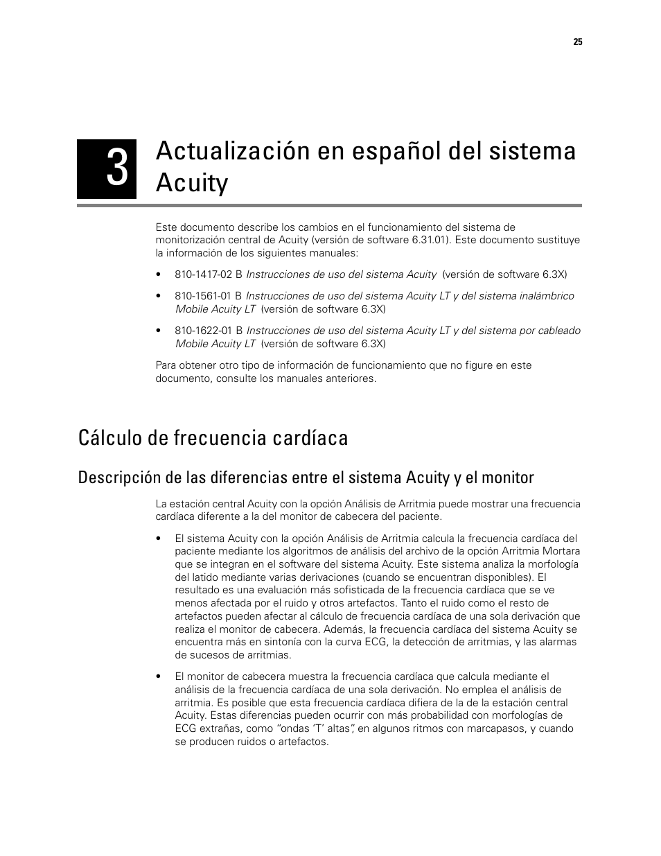 Actualización en español del sistema acuity, Cálculo de frecuencia cardíaca, 3 - actualización en español del sistema acuity | Welch Allyn Acuity 6.31.01 User Manual Update - User Manual User Manual | Page 29 / 64