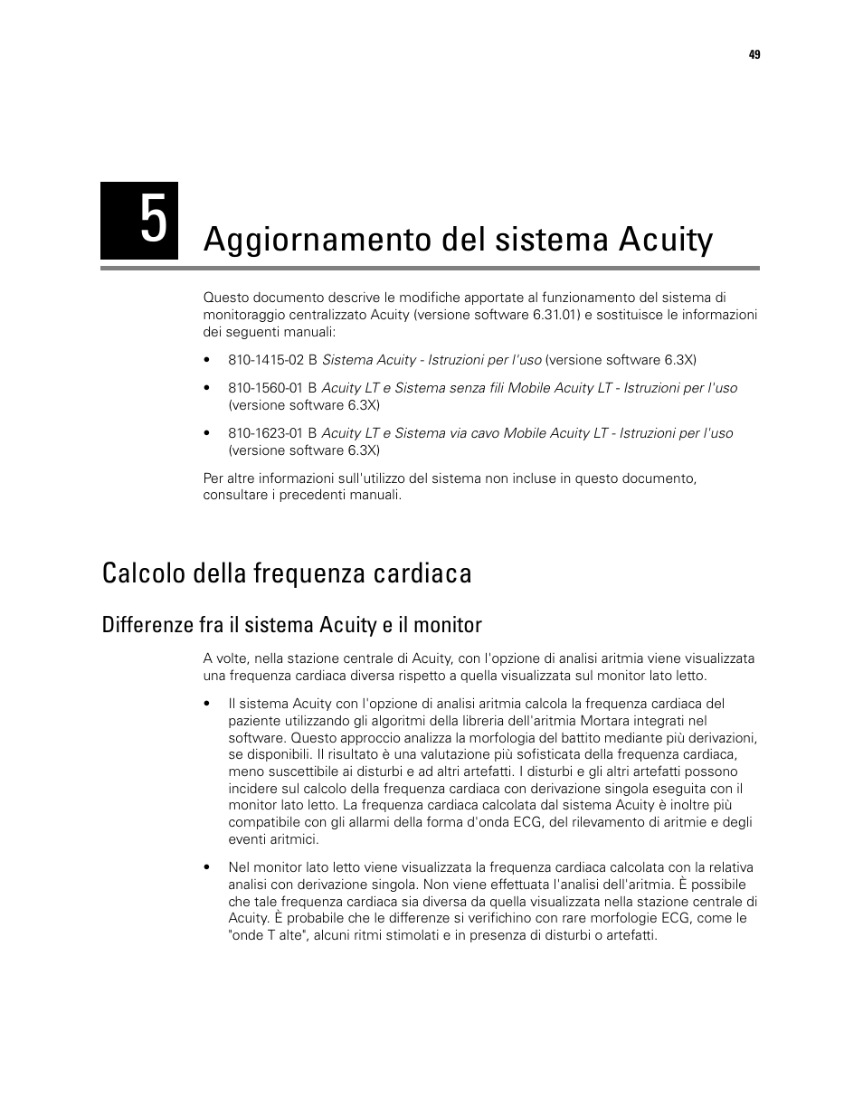 Aggiornamento del sistema acuity, Calcolo della frequenza cardiaca, 5 - aggiornamento del sistema acuity | Welch Allyn Acuity 6.31.01 User Manual Update - User Manual User Manual | Page 53 / 64