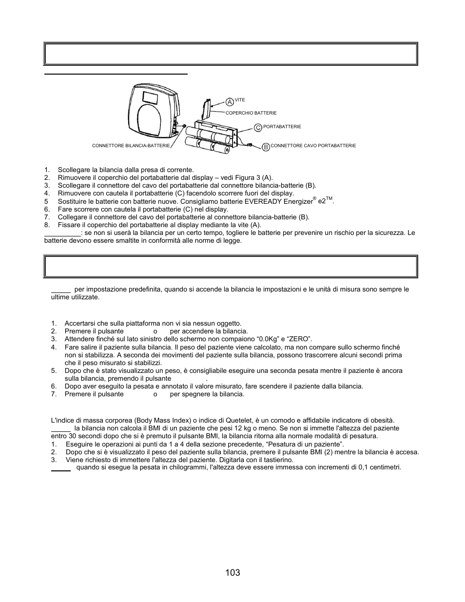 Istruzioni di avvio rapido, Installazione / batterie | Welch Allyn PROPLUS 2101KGWA Health-o-Meter Professional Scales - User Manual User Manual | Page 104 / 158