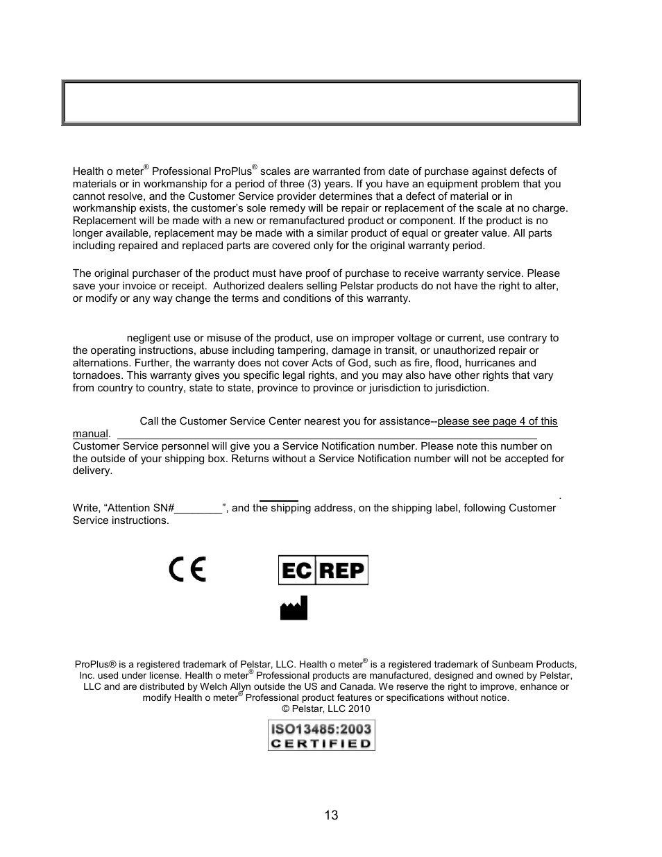 Warranty, Year limited warranty, What does the warranty cover | Who is covered, What is excluded | Welch Allyn PROPLUS 2101KGWA Health-o-Meter Professional Scales - User Manual User Manual | Page 14 / 158