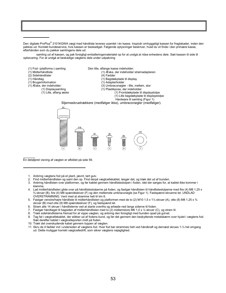 Samlevejledning | Welch Allyn PROPLUS 2101KGWA Health-o-Meter Professional Scales - User Manual User Manual | Page 54 / 158