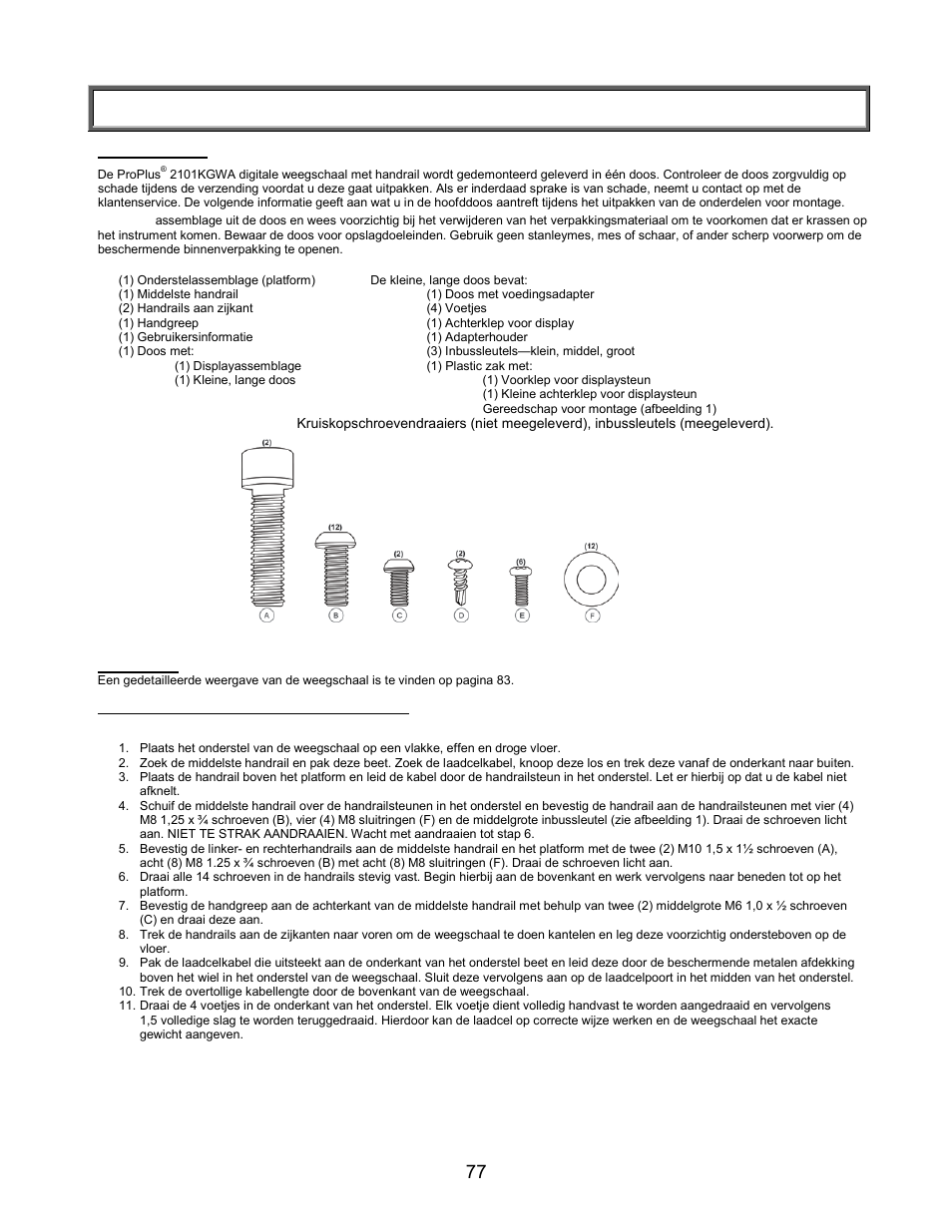 Montage-instructies | Welch Allyn PROPLUS 2101KGWA Health-o-Meter Professional Scales - User Manual User Manual | Page 78 / 158