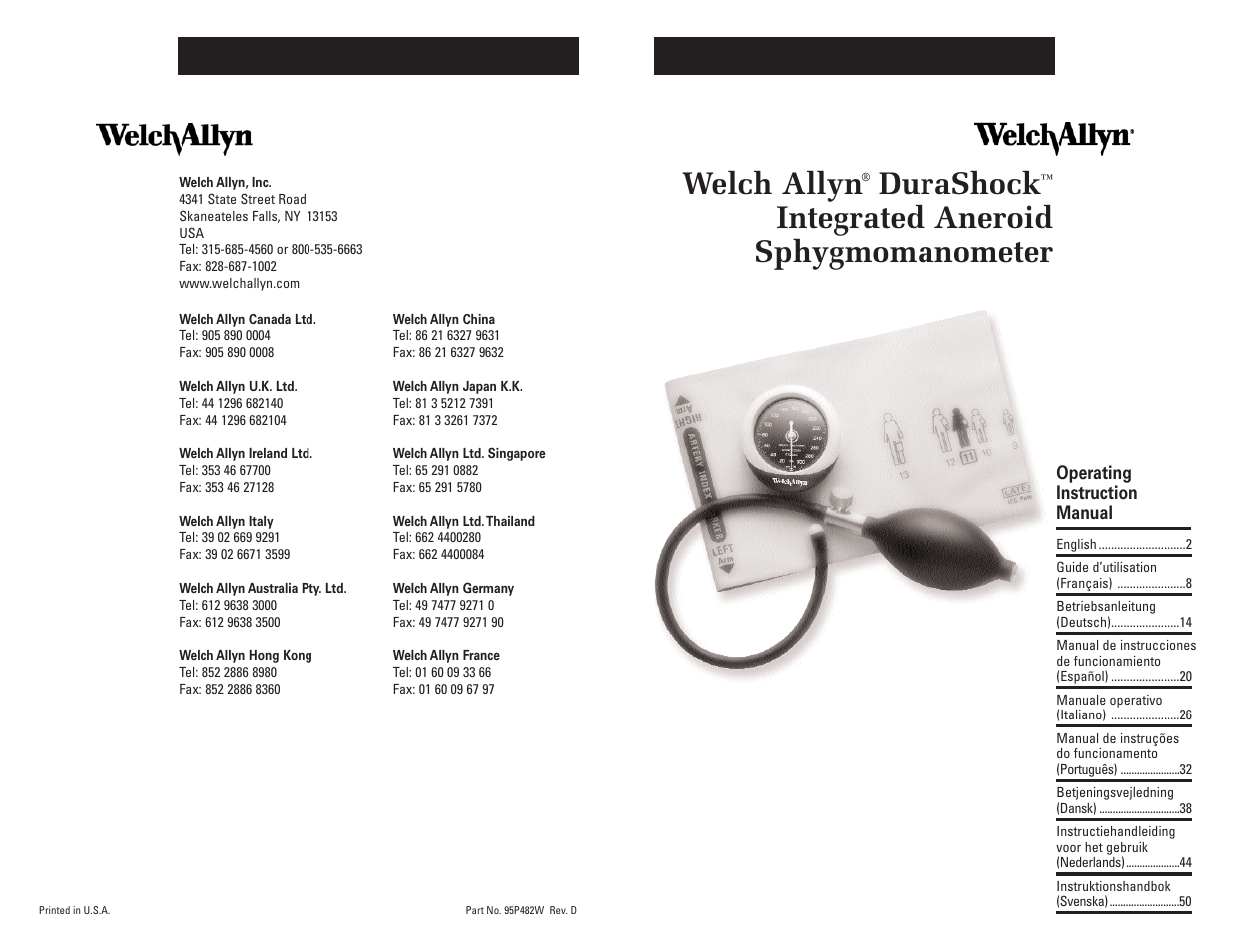 Welch Allyn DuraShock Integrated Aneroid Sphygmomanometer - User Manual User Manual | 25 pages