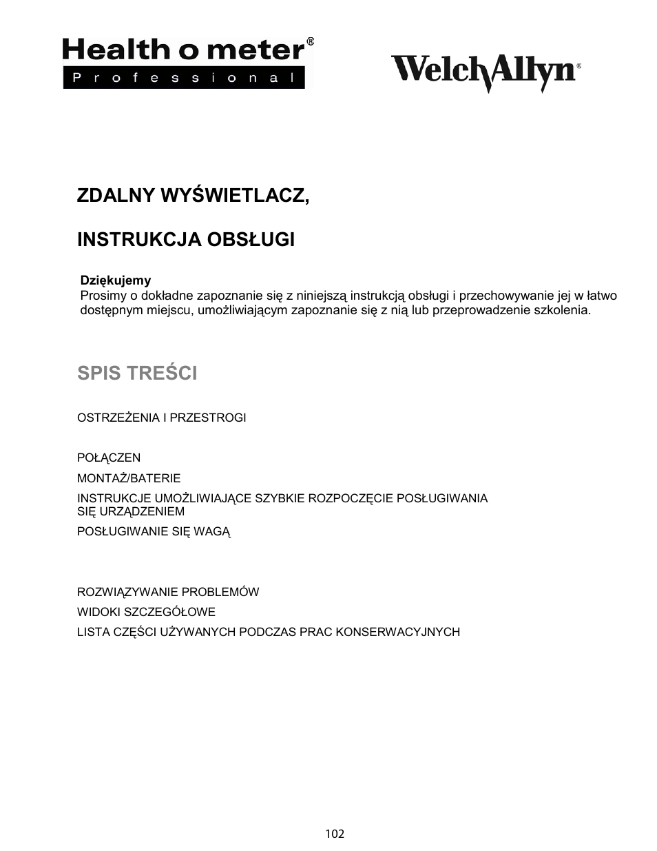 Welch Allyn Health-o-Meter Professional Scales - User Manual User Manual | Page 103 / 132