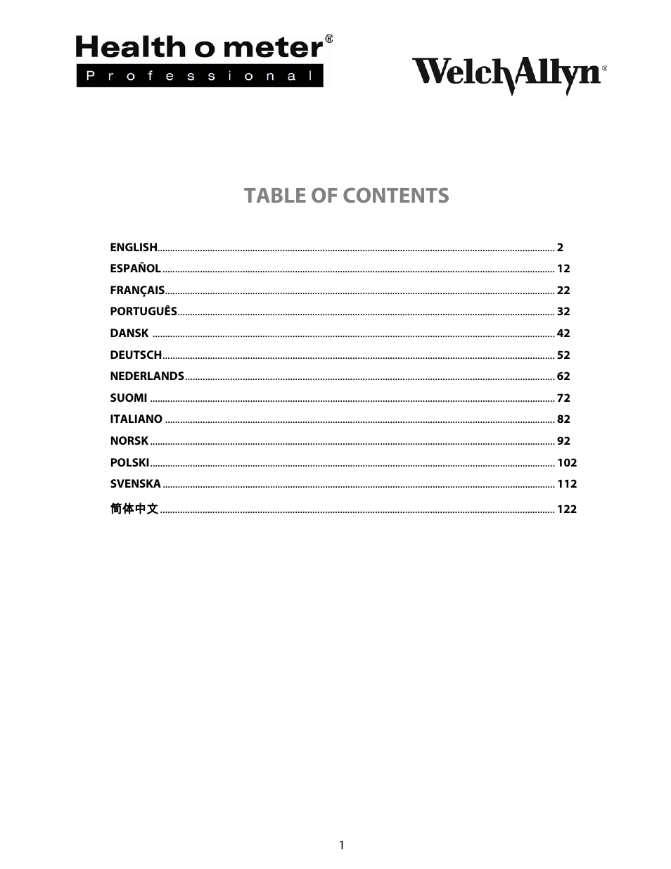 Welch Allyn Health-o-Meter Professional Scales - User Manual User Manual | Page 2 / 132