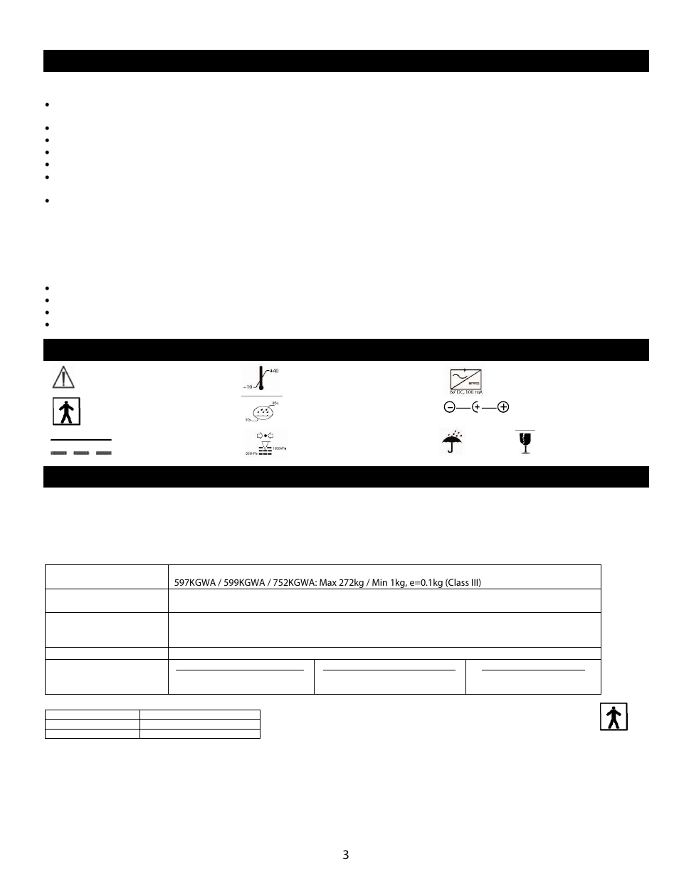 Cautions and warnings, Symbols and specifications for this scale, Definition of symbols | Storage specifications | Welch Allyn Health-o-Meter Professional Scales - User Manual User Manual | Page 4 / 132