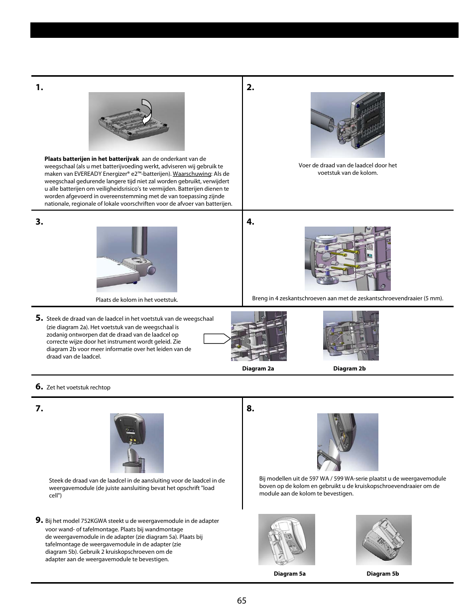 Installatie/batterijen | Welch Allyn Health-o-Meter Professional Scales - User Manual User Manual | Page 66 / 132
