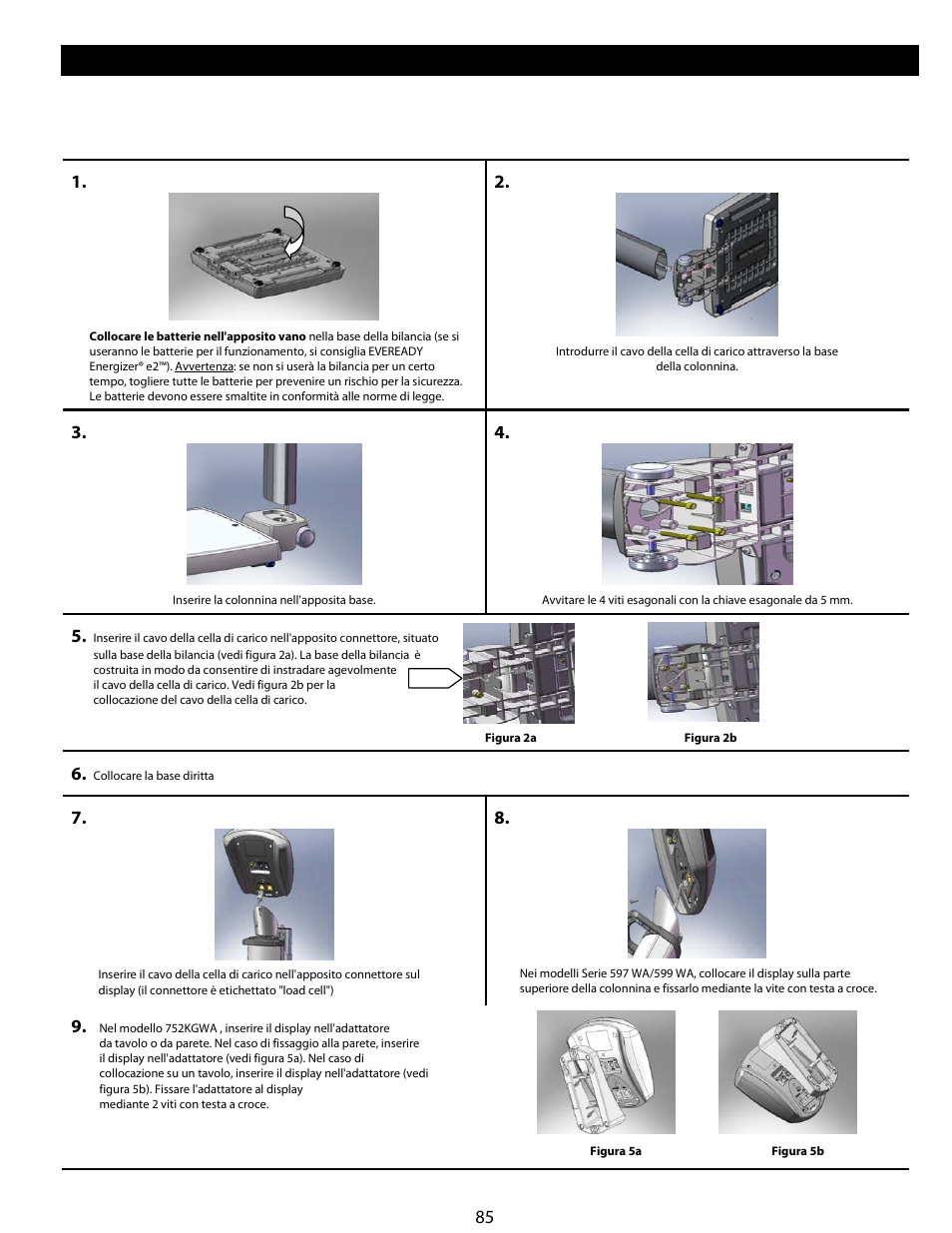 Installazione/batterie | Welch Allyn Health-o-Meter Professional Scales - User Manual User Manual | Page 86 / 132