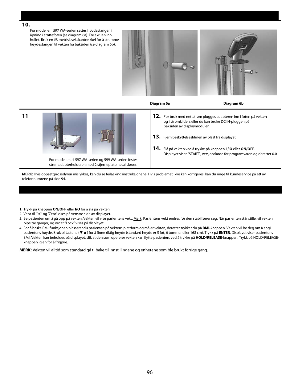 Oppsett (fortsatt), Hurtigstart / bruksinstruksjoner | Welch Allyn Health-o-Meter Professional Scales - User Manual User Manual | Page 97 / 132
