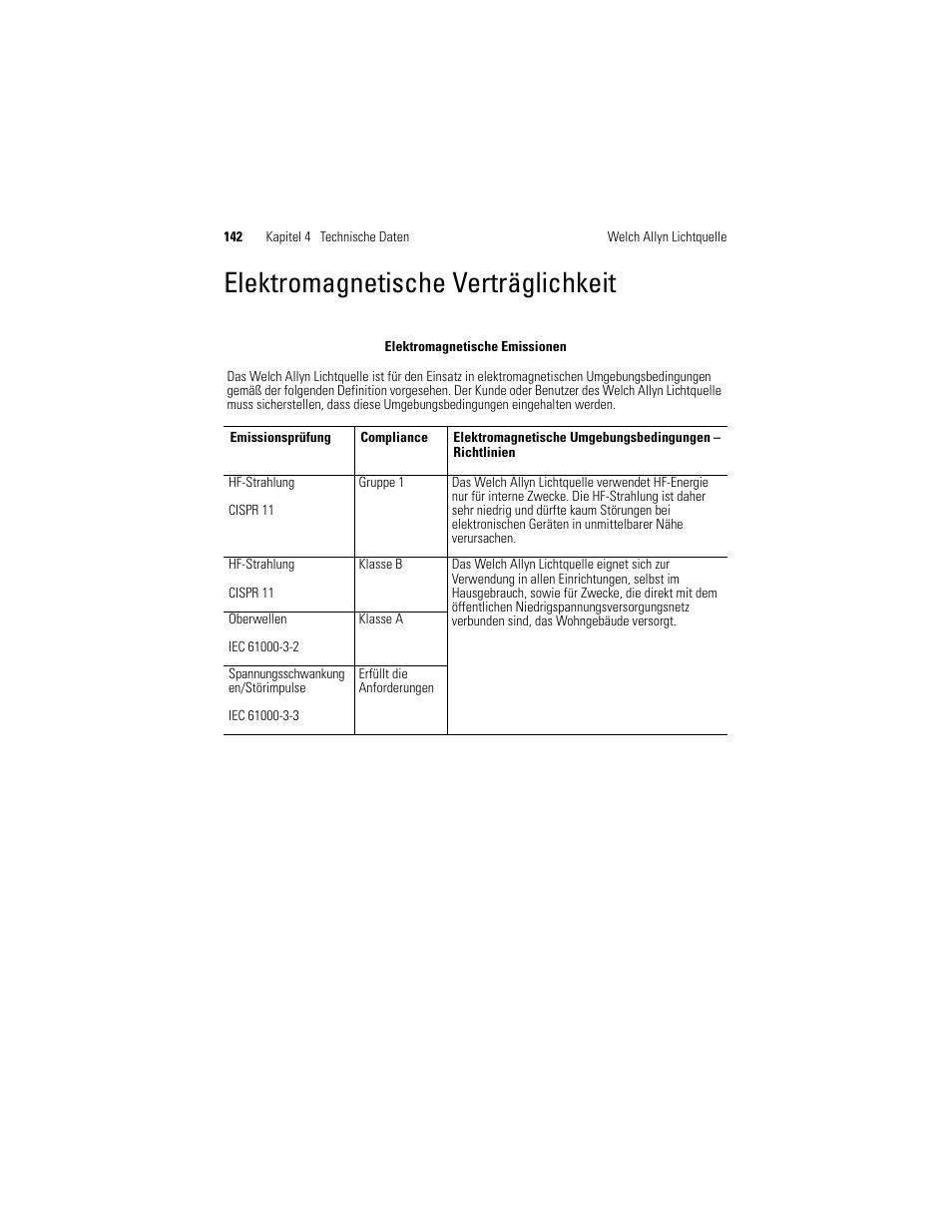 Elektromagnetische verträglichkeit | Welch Allyn Solarc Light Source - User Manual User Manual | Page 144 / 240