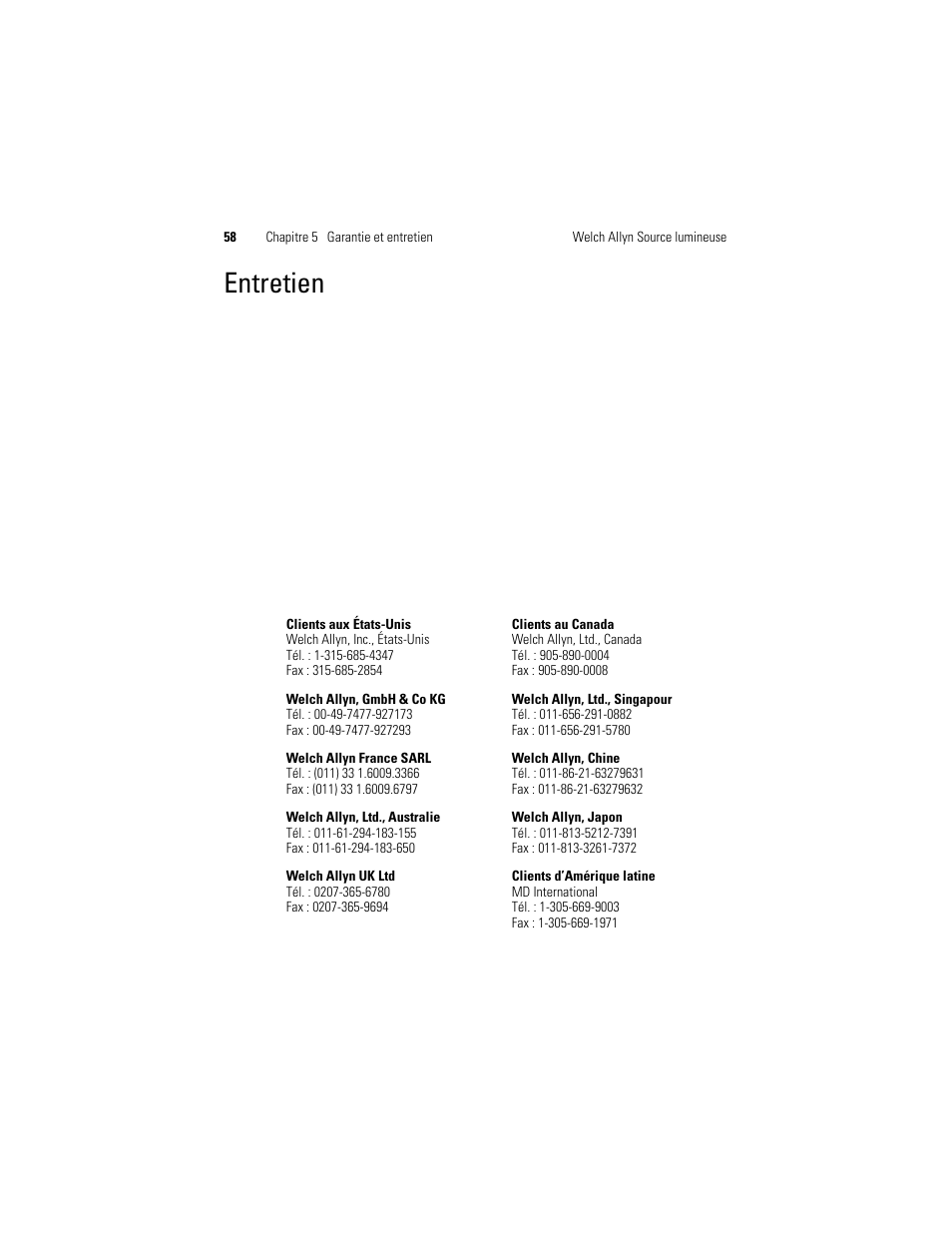Entretien | Welch Allyn Solarc Light Source - User Manual User Manual | Page 60 / 240