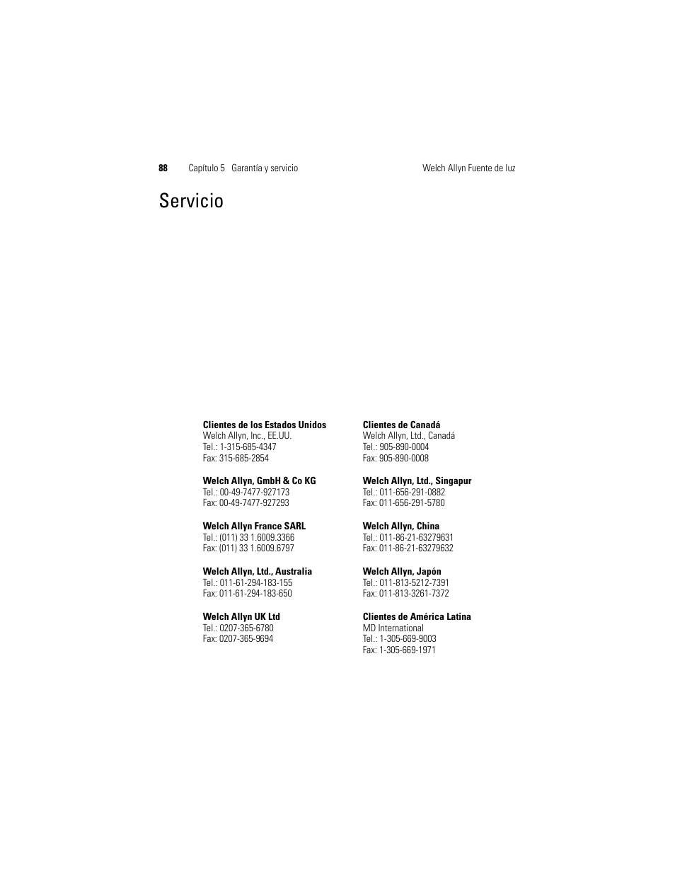 Servicio | Welch Allyn Solarc Light Source - User Manual User Manual | Page 90 / 240