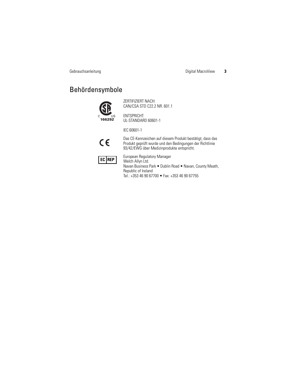 Behördensymbole | Welch Allyn Digital MacroView Otoscope - User Manual User Manual | Page 139 / 476