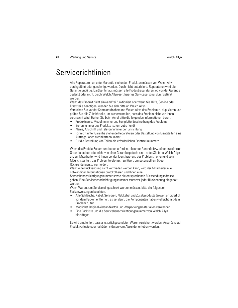 Servicerichtlinien | Welch Allyn Digital MacroView Otoscope - User Manual User Manual | Page 156 / 476