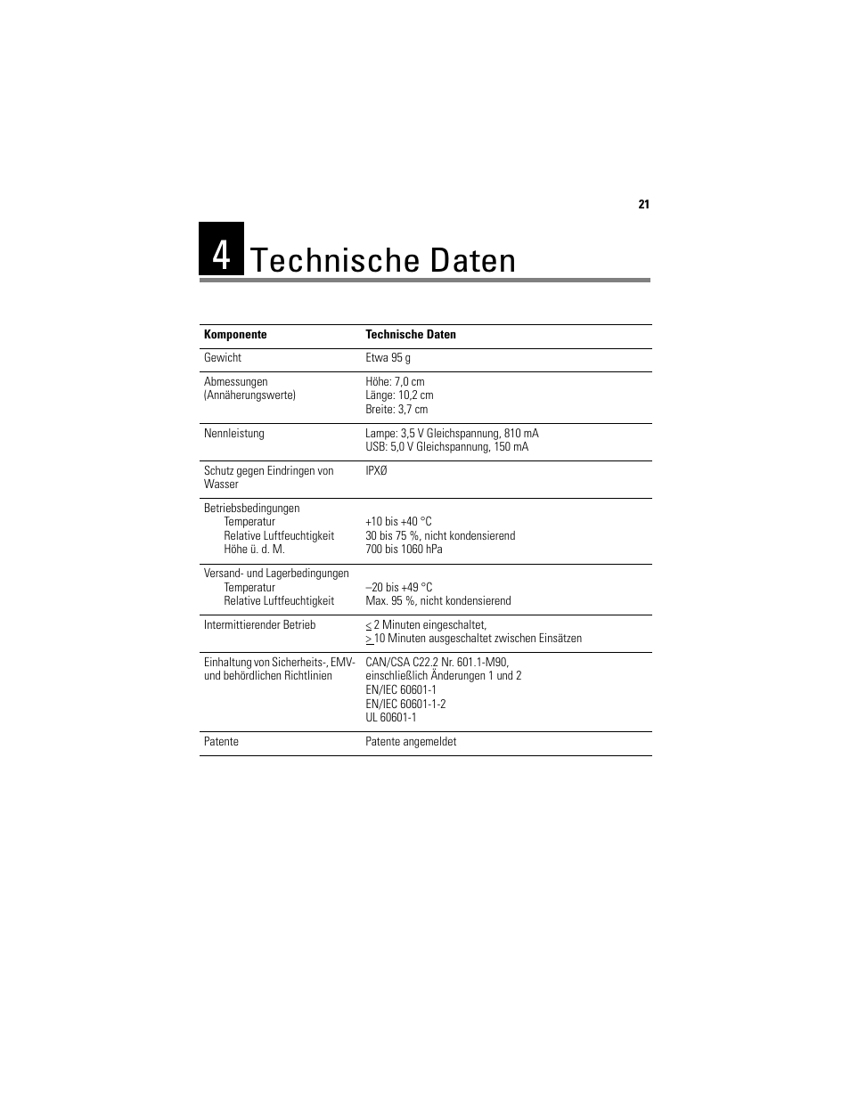 Technische daten | Welch Allyn Digital MacroView Otoscope - User Manual User Manual | Page 157 / 476
