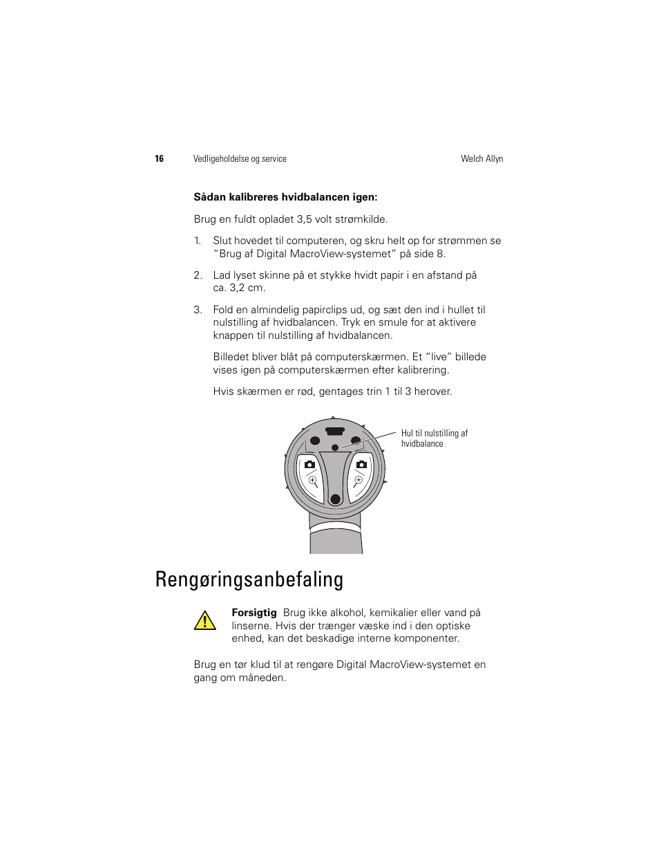 Rengøringsanbefaling | Welch Allyn Digital MacroView Otoscope - User Manual User Manual | Page 184 / 476