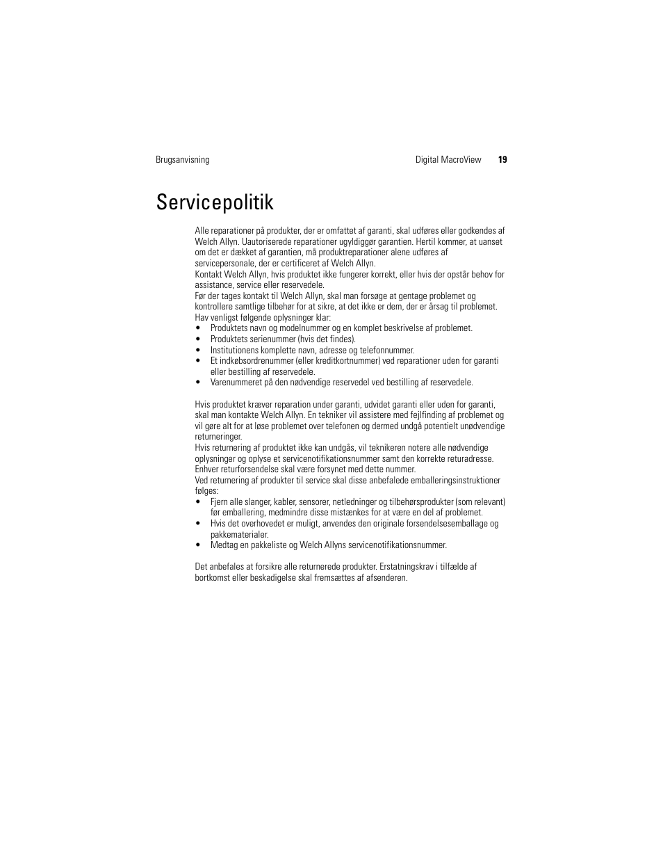 Servicepolitik | Welch Allyn Digital MacroView Otoscope - User Manual User Manual | Page 187 / 476