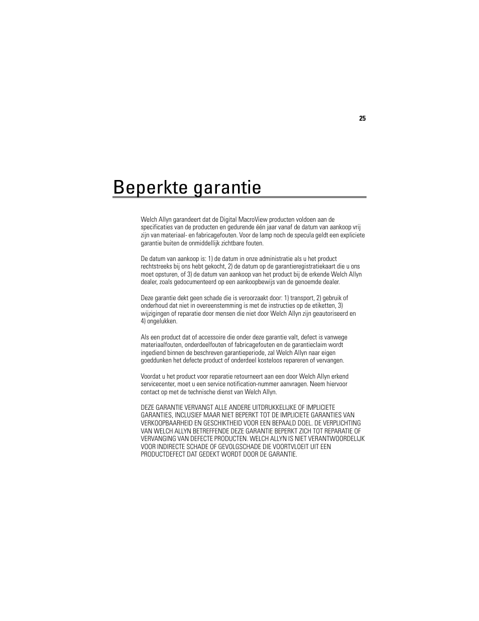 Beperkte garantie | Welch Allyn Digital MacroView Otoscope - User Manual User Manual | Page 225 / 476