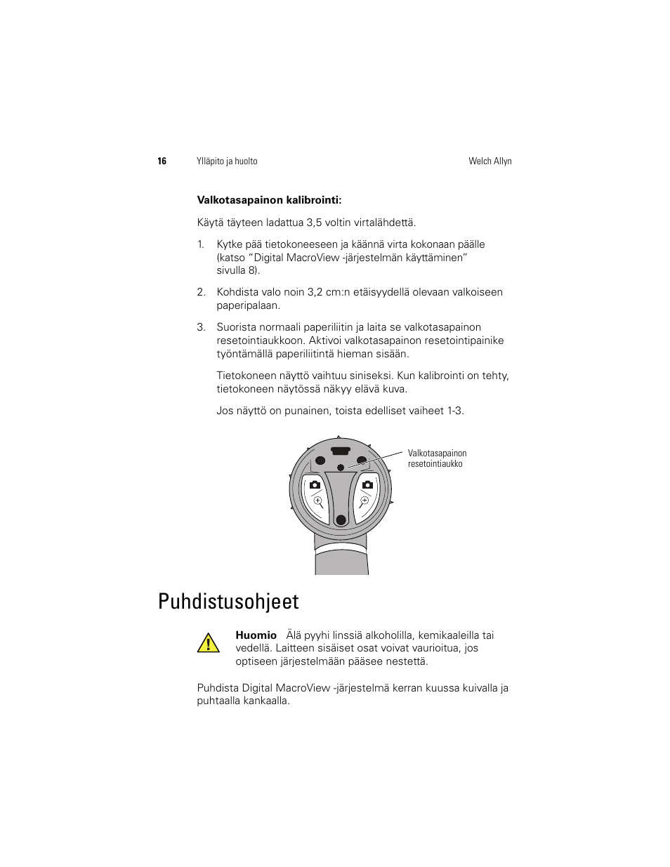 Puhdistusohjeet | Welch Allyn Digital MacroView Otoscope - User Manual User Manual | Page 250 / 476