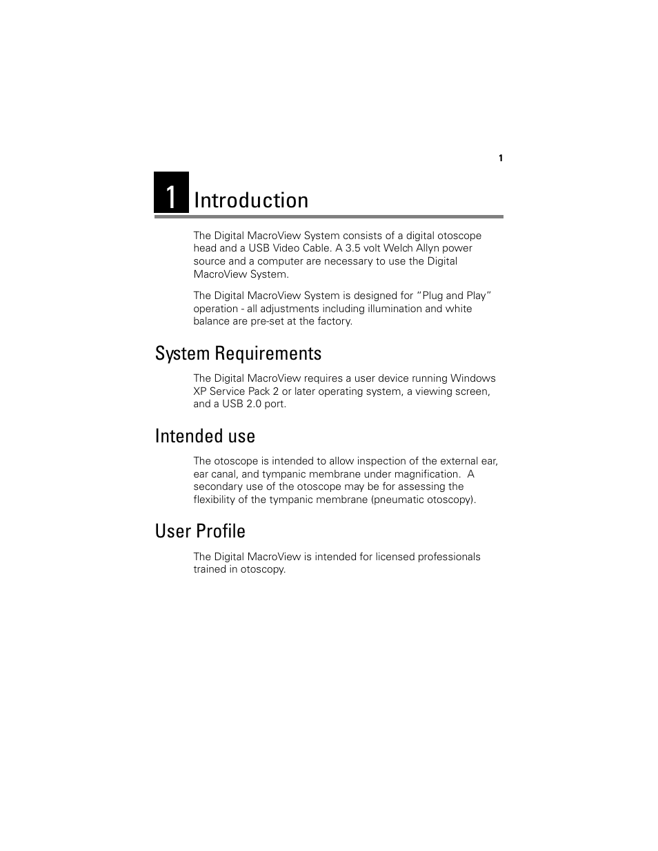 Introduction, System requirements, Intended use | User profile, System requirements intended use user profile | Welch Allyn Digital MacroView Otoscope - User Manual User Manual | Page 9 / 476