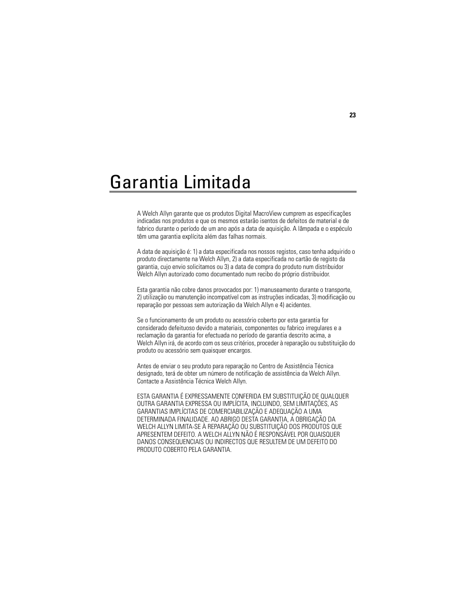 Garantia limitada | Welch Allyn Digital MacroView Otoscope - User Manual User Manual | Page 95 / 476