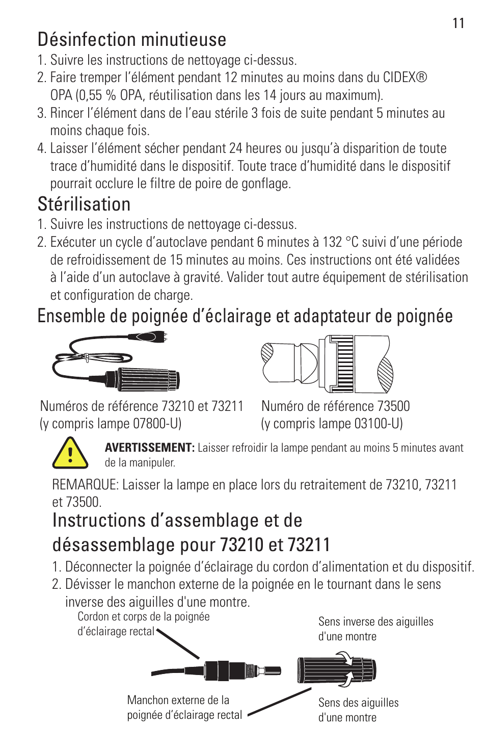 Stérilisation, Désinfection minutieuse | Welch Allyn Rigid Reusable & Single Use Sigmoidoscopes, Anoscopes and Accessories - User Manual User Manual | Page 13 / 82
