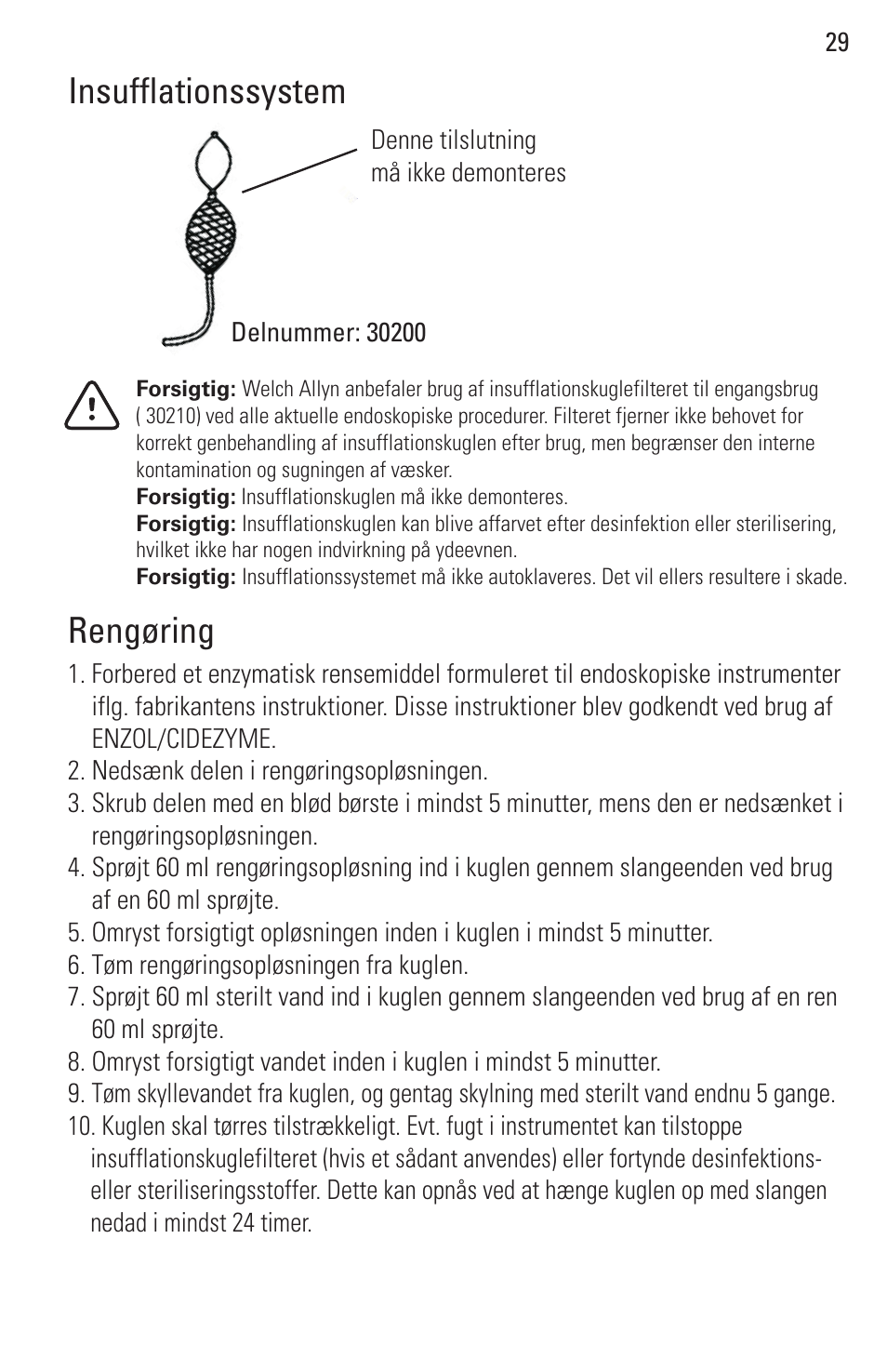 Insufflationssystem, Rengøring | Welch Allyn Rigid Reusable & Single Use Sigmoidoscopes, Anoscopes and Accessories - User Manual User Manual | Page 31 / 82
