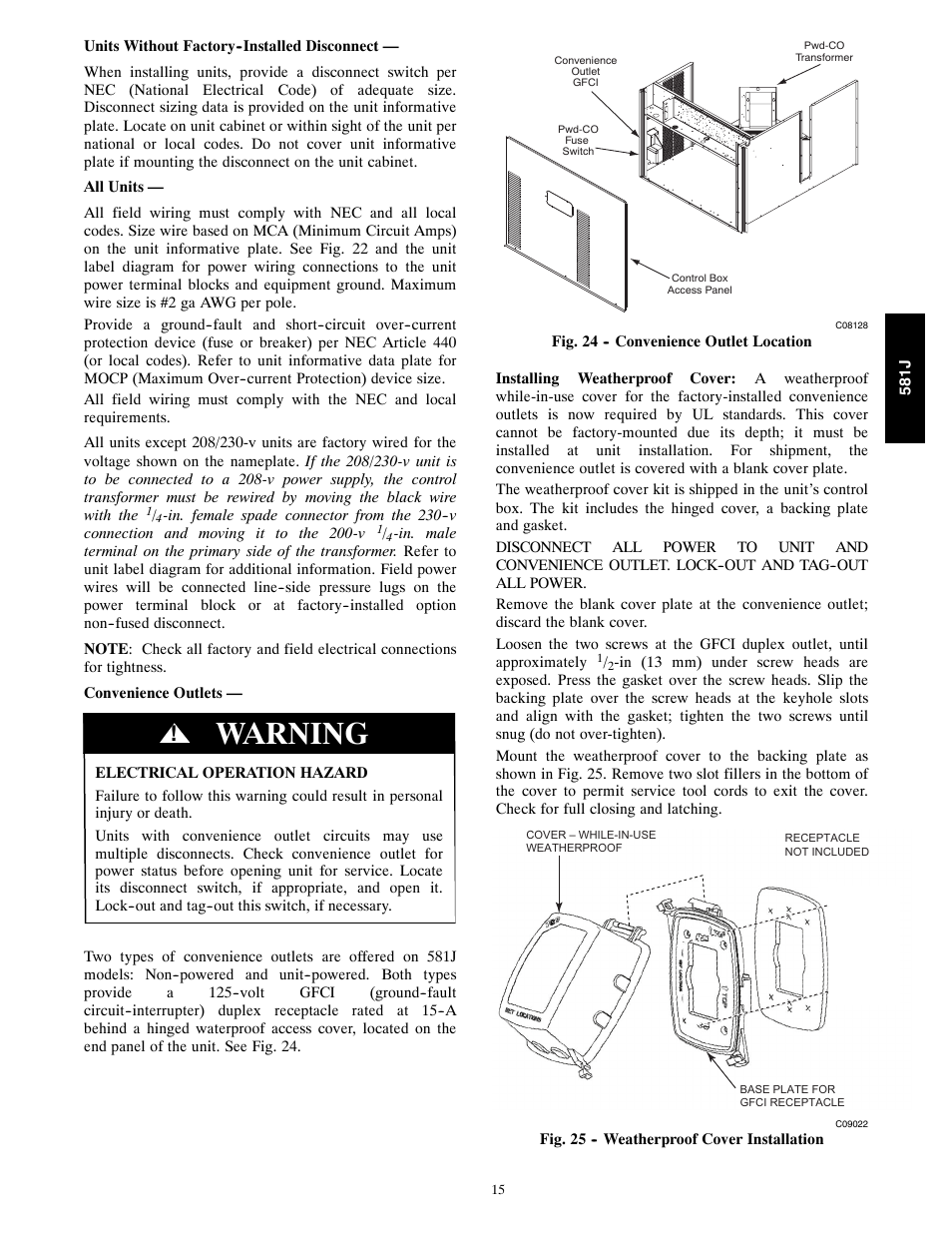 Warning | Bryant PURON 581J User Manual | Page 15 / 40