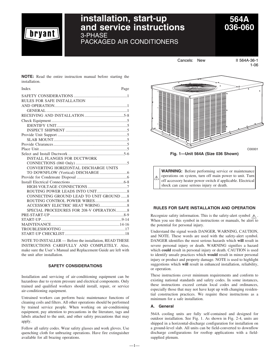 Bryant 564A User Manual | 20 pages