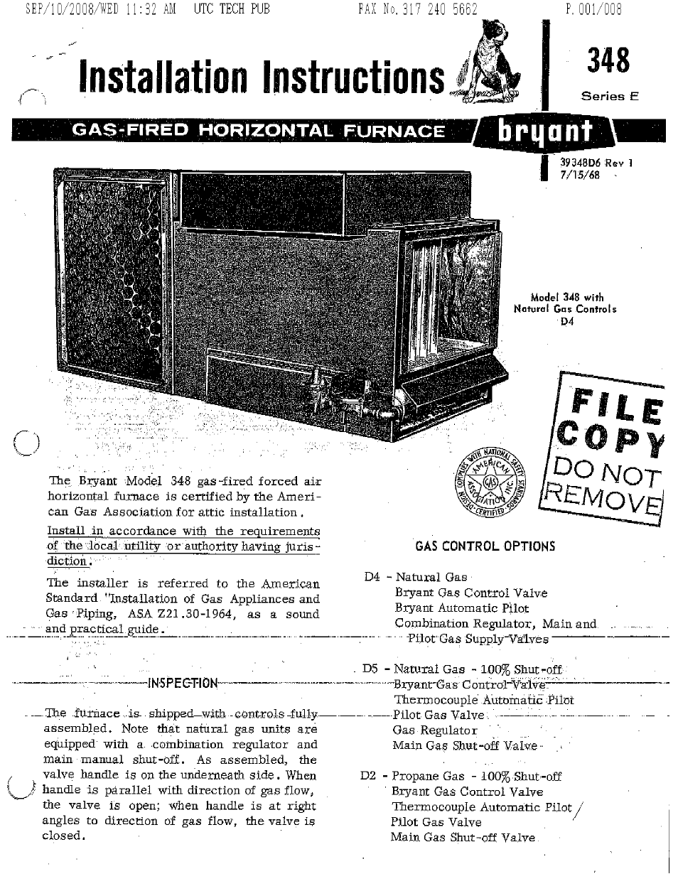 Bryant SERIES E 348 User Manual | 8 pages