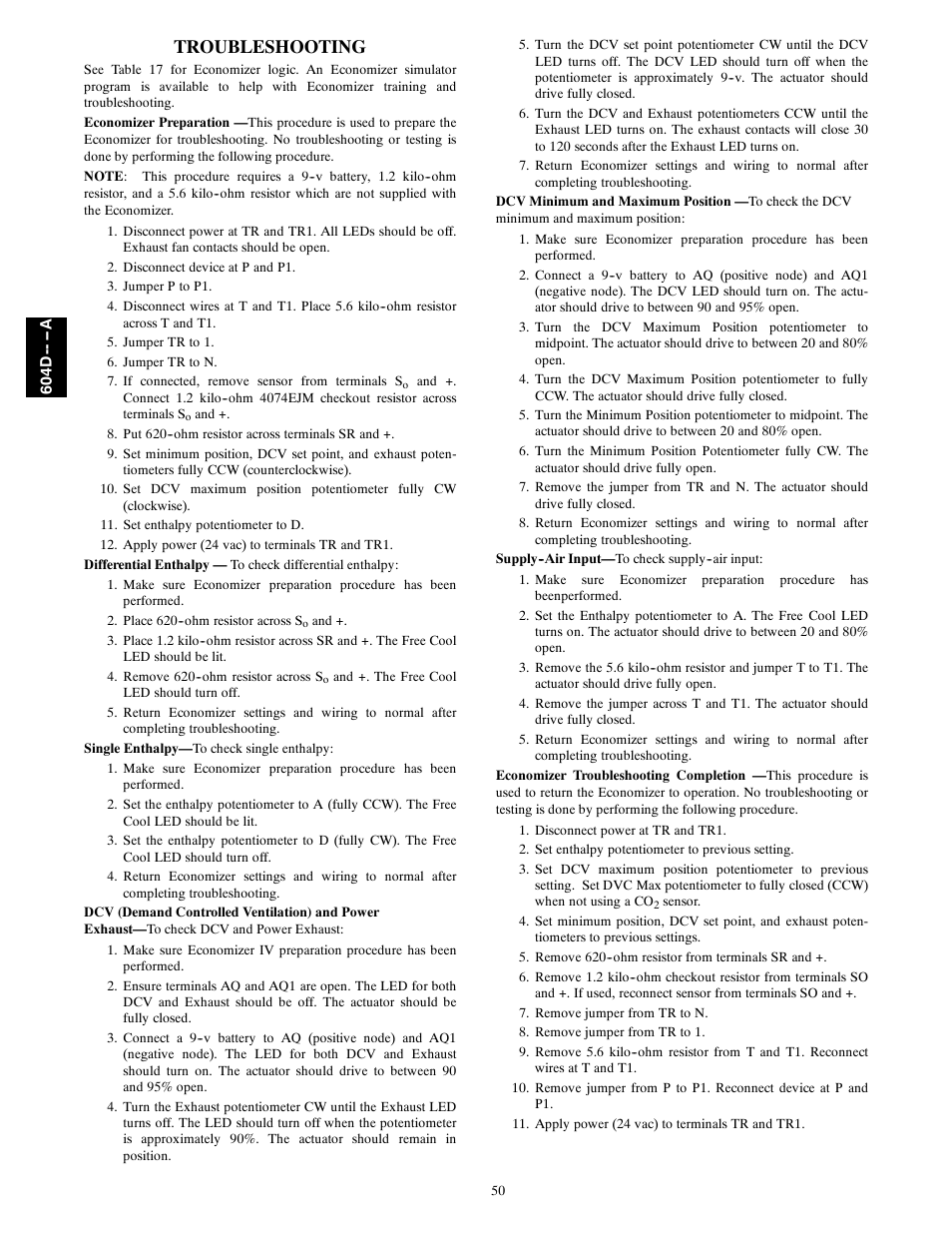 Troubleshooting | Bryant 604D--A User Manual | Page 50 / 52