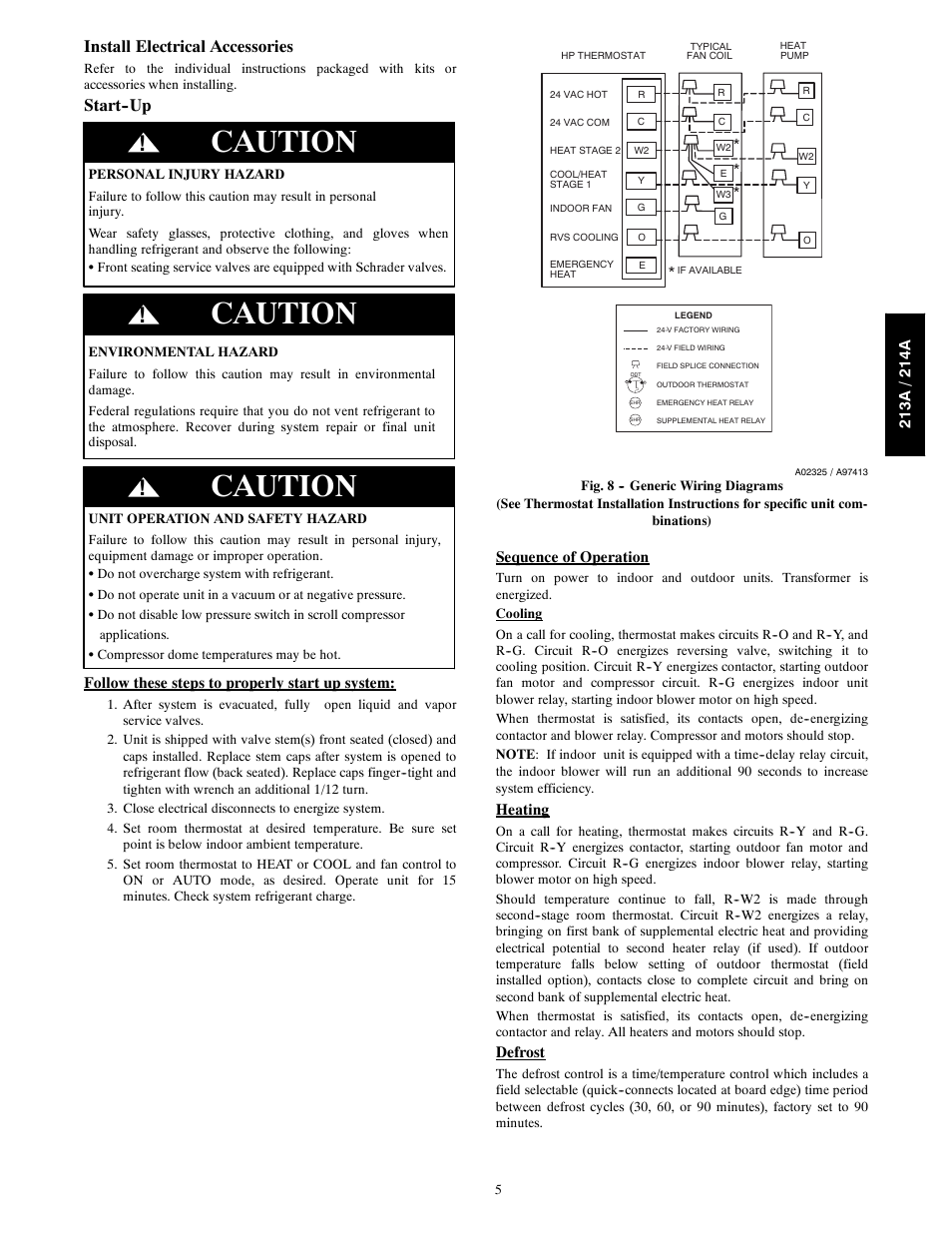 Caution, Install electrical accessories, Start--up | Bryant 213A User Manual | Page 5 / 8