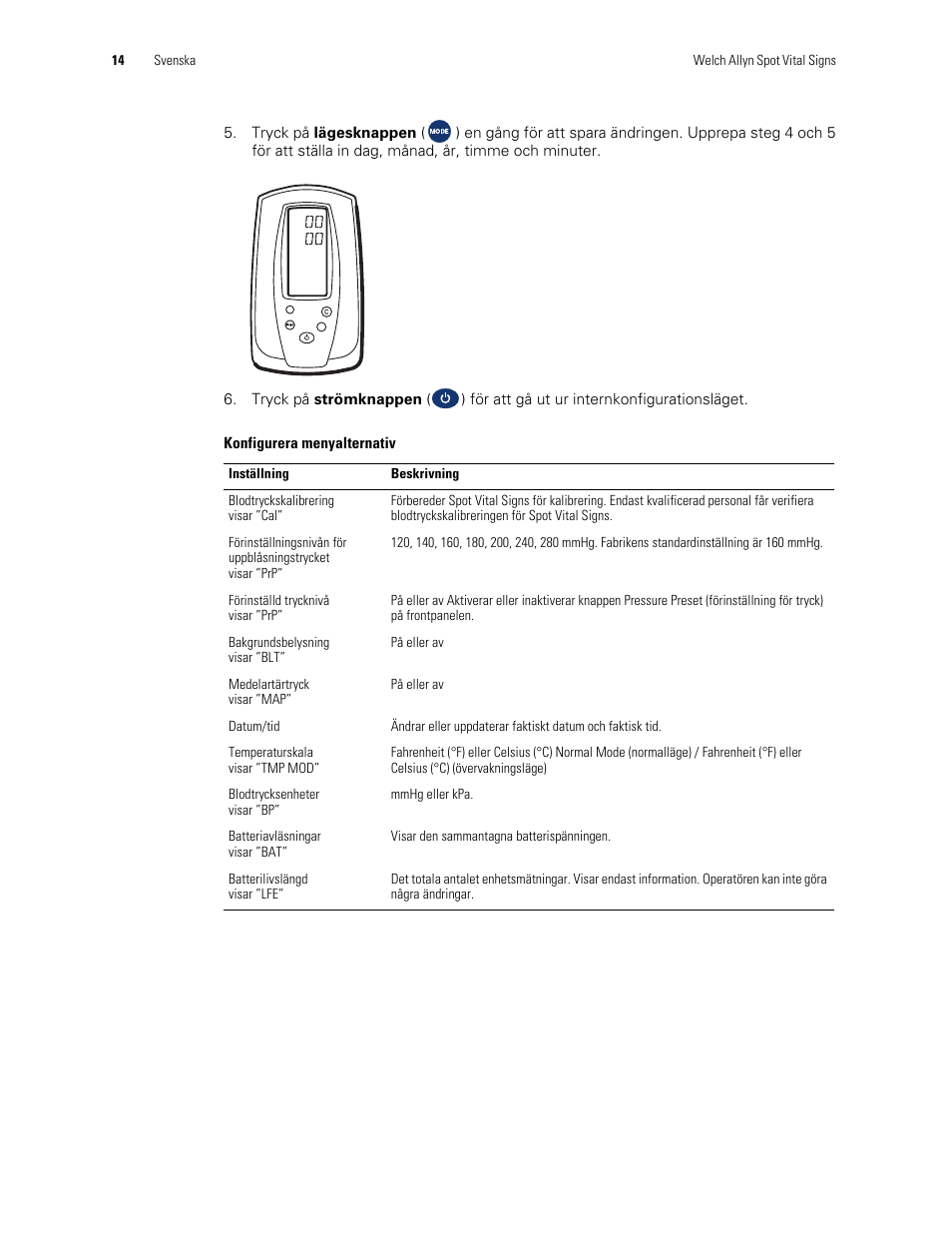 Welch Allyn Spot Vital Signs Monitor, Reset Time and Date Post Battery Replacement or Removal - Quick Reference Guide User Manual | Page 14 / 26