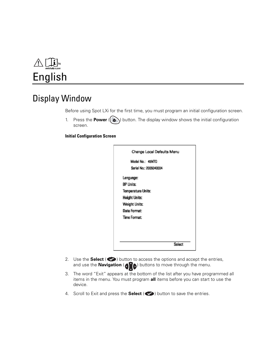 Welch Allyn Spot LXI Initial Time and Date Setting - Quick Reference Guide User Manual | 24 pages