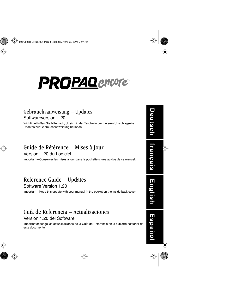 Welch Allyn Propaq Encore Update - Quick Reference Guide User Manual | 60 pages