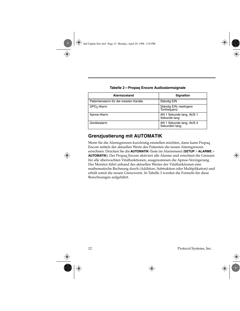 Grenzjustierung mit automatik | Welch Allyn Propaq Encore Update - Quick Reference Guide User Manual | Page 14 / 60