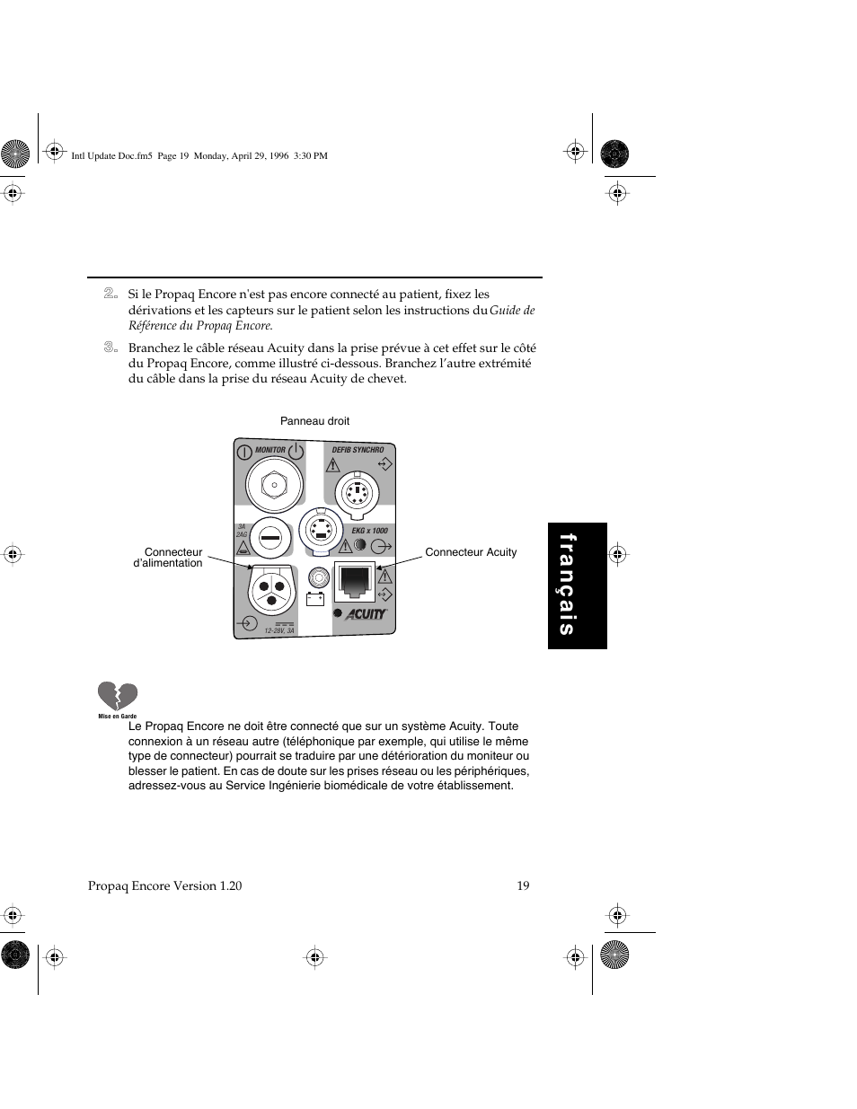 Français | Welch Allyn Propaq Encore Update - Quick Reference Guide User Manual | Page 21 / 60