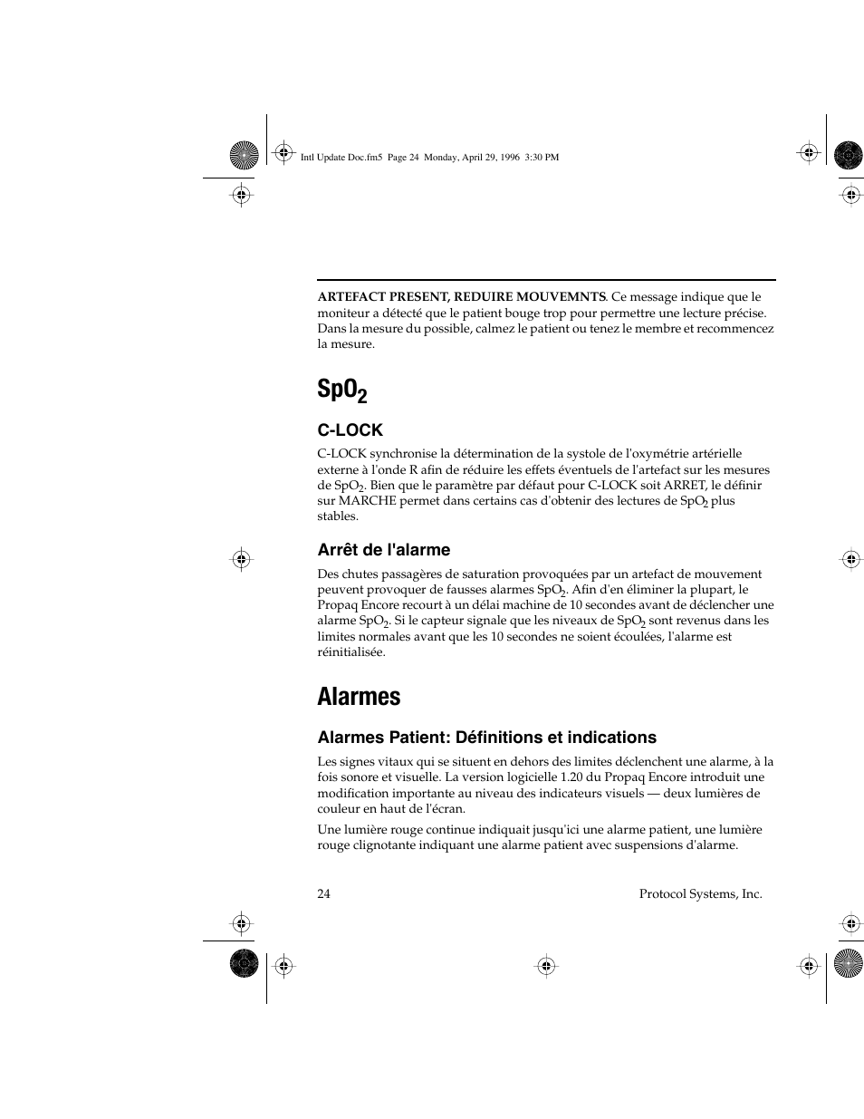 Alarmes | Welch Allyn Propaq Encore Update - Quick Reference Guide User Manual | Page 26 / 60