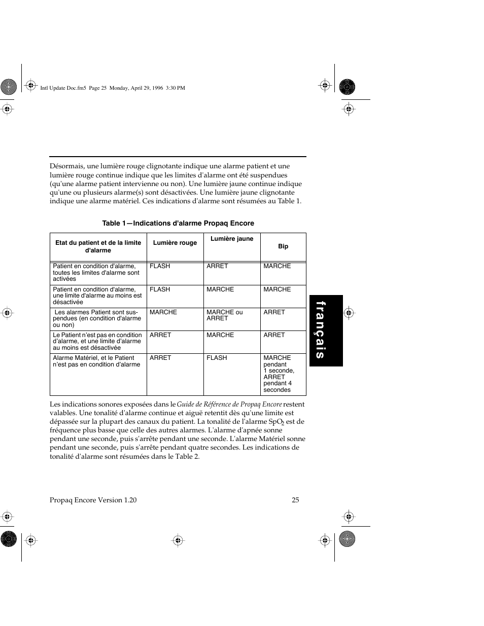 Français | Welch Allyn Propaq Encore Update - Quick Reference Guide User Manual | Page 27 / 60