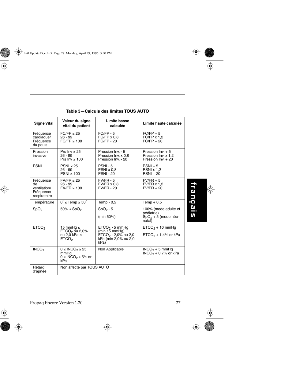 Français | Welch Allyn Propaq Encore Update - Quick Reference Guide User Manual | Page 29 / 60