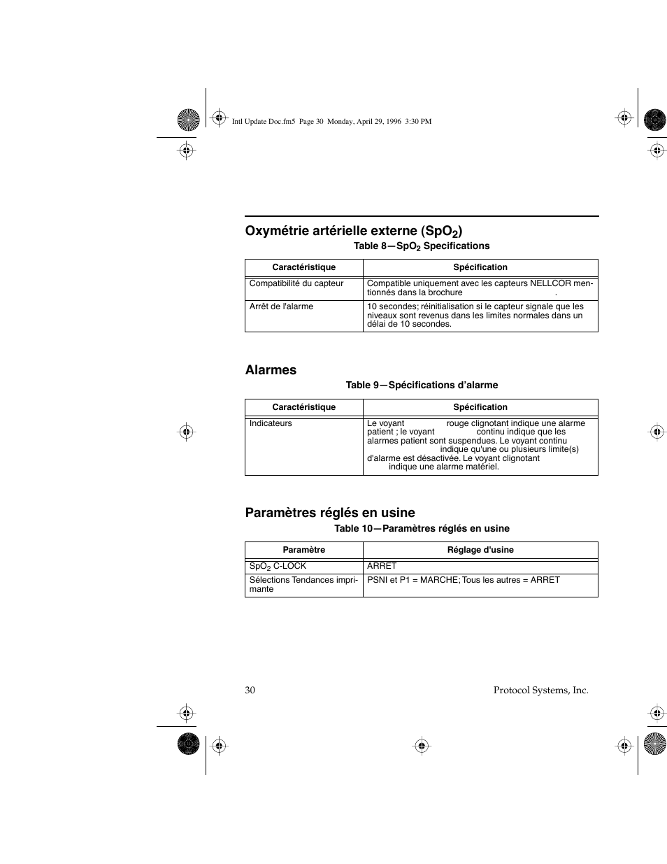 Oxymétrie artérielle externe (spo, Alarmes paramètres réglés en usine | Welch Allyn Propaq Encore Update - Quick Reference Guide User Manual | Page 32 / 60