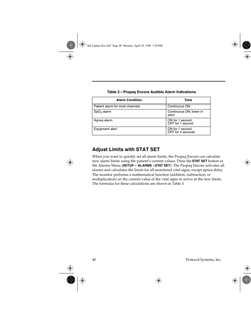 Adjust limits with stat set | Welch Allyn Propaq Encore Update - Quick Reference Guide User Manual | Page 42 / 60